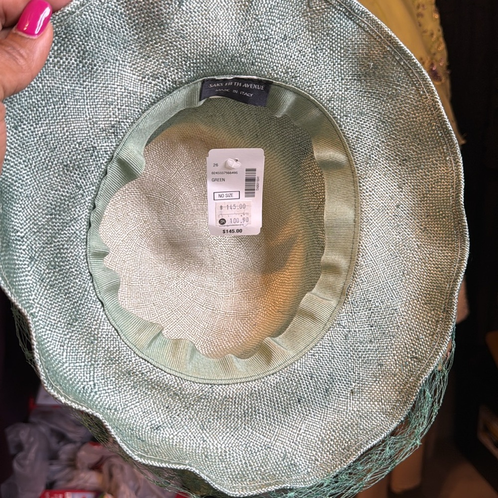 Vintage SAKS 5th AVENUE Light Green Hat NWT - Picture 5 of 9